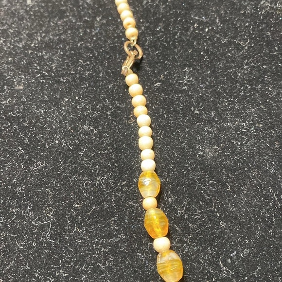 Glass Beaded necklace Swirl Striped tan & cream beads jewelry - Picture 12 of 16